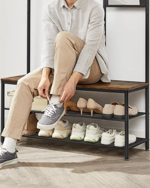 Coat Rack with Mirror & Bench