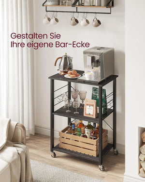 3-Tier Black Kitchen Trolley - Karrari