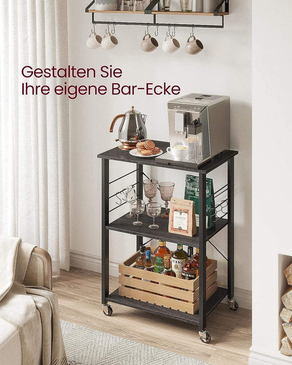 3-Tier Black Kitchen Trolley - Karrari