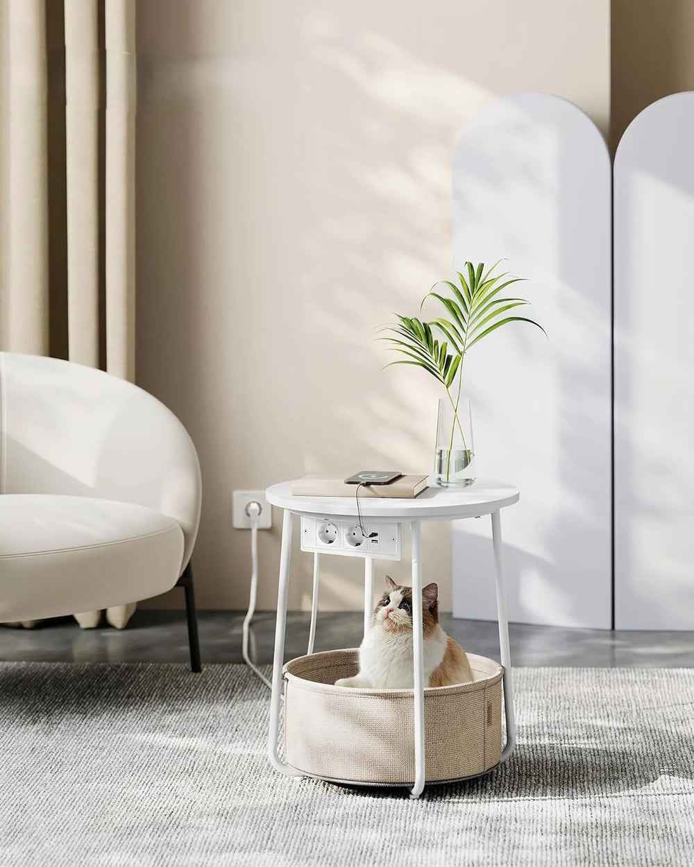 Side Table with Socket & Basket - Karrari