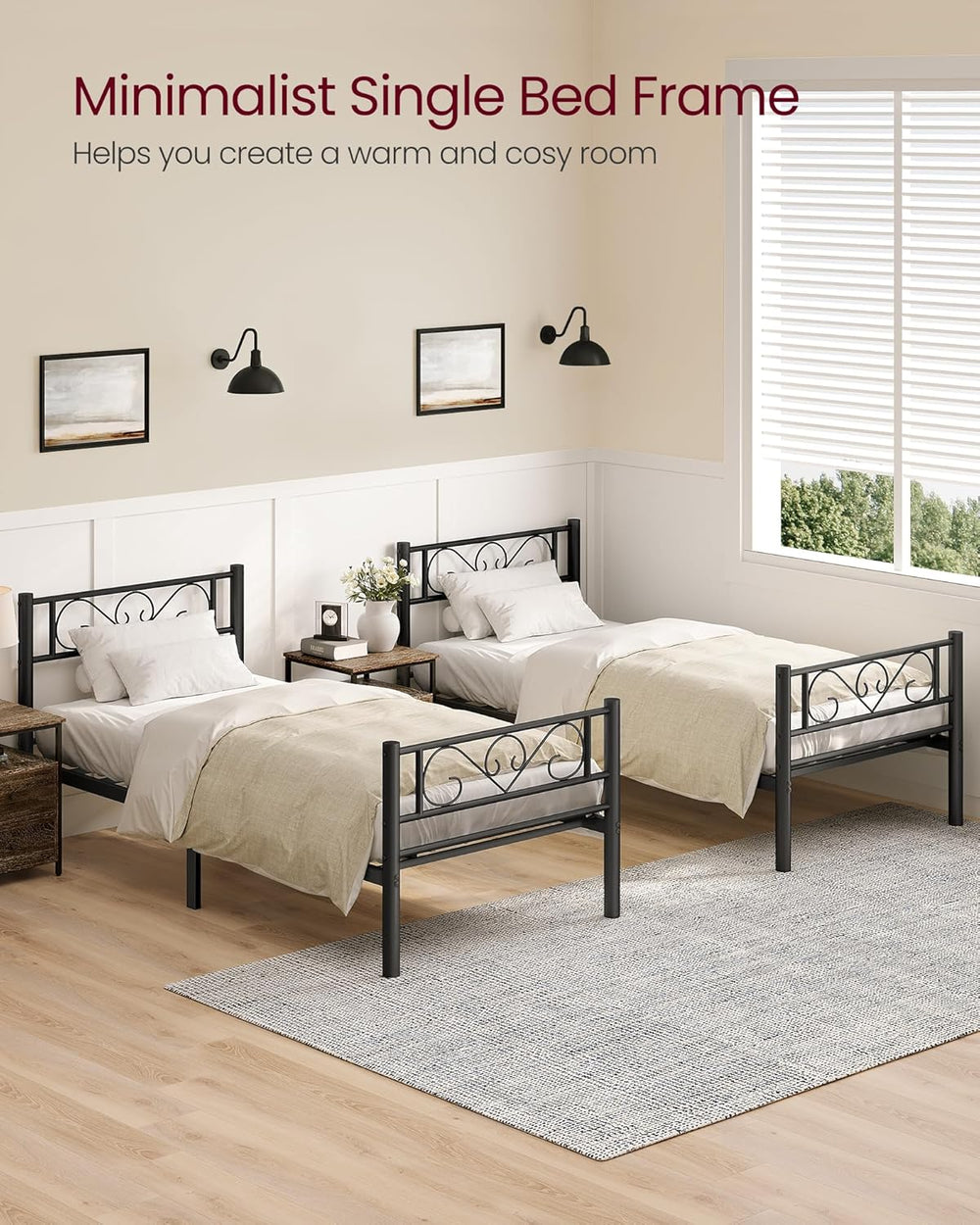 Metal Single Bed Frame - Black - Karrari