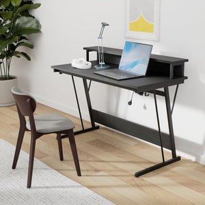 Gaming Desk with Power Strip & Dual Monitor Stand - Karrari