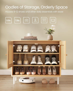 3-Tier Shoe Cabinet - Rattan Doors - Karrari