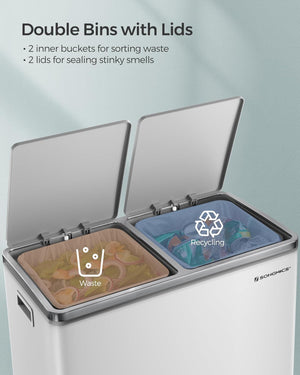 Double Compartment Rubbish Bin 2×30L (Pedal) - Karrari