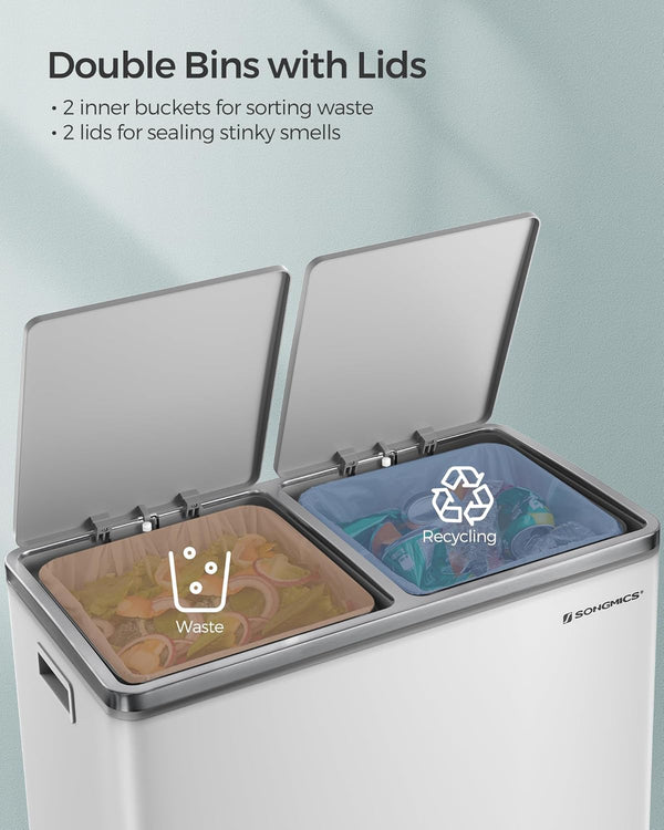 Double Compartment Rubbish Bin 2×30L (Pedal) - Karrari