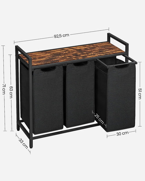 Laundry Hamper - 3 Removable Oxford Fabric Bags