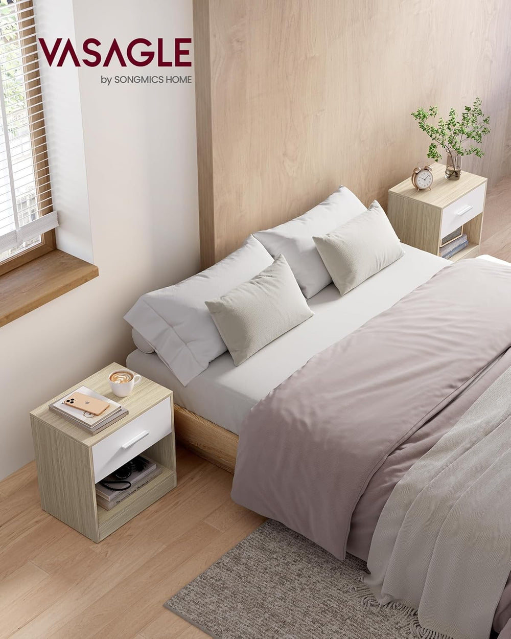 2-Piece Bedside Table Set