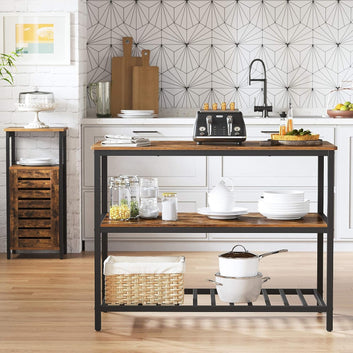 Baker Rack, Kitchen Island with Large Countertop, Stable Steel Structure, 120 x 60 x 90 cm