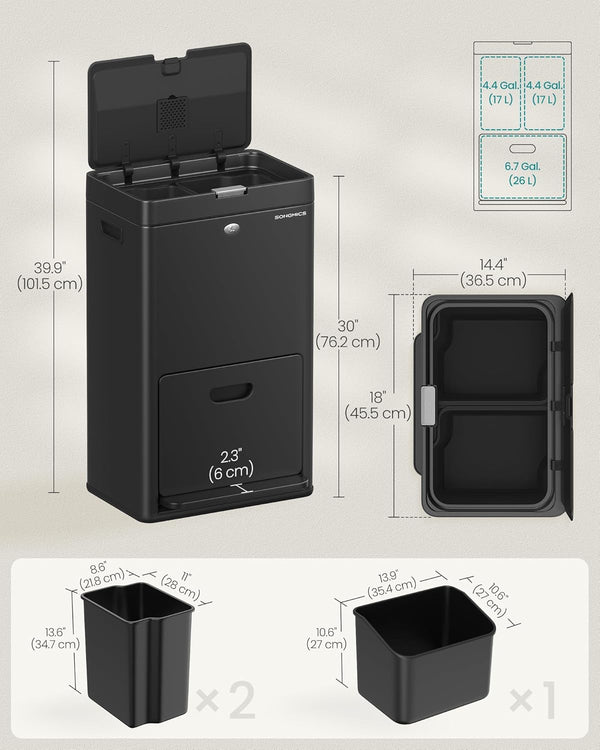 3-Compartment Kitchen Bin (2×17L + 26L) - Karrari