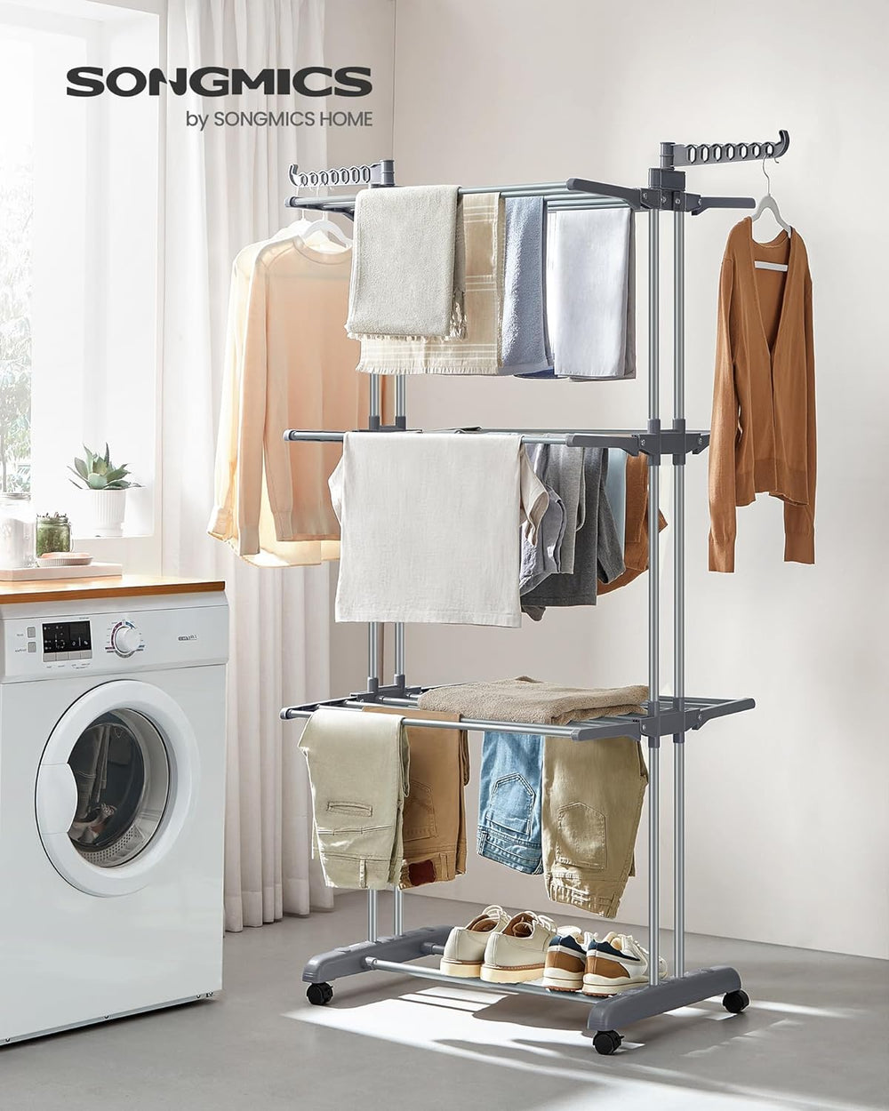 4-Tier Foldable Clothes Drying Rack – Stainless Steel - Karrari