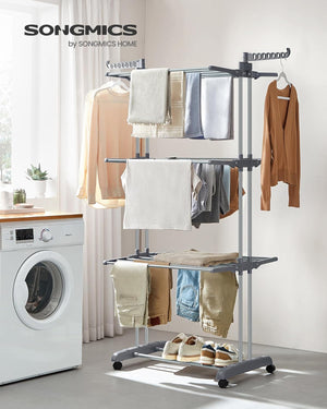 4-Tier Foldable Clothes Drying Rack – Stainless Steel - Karrari