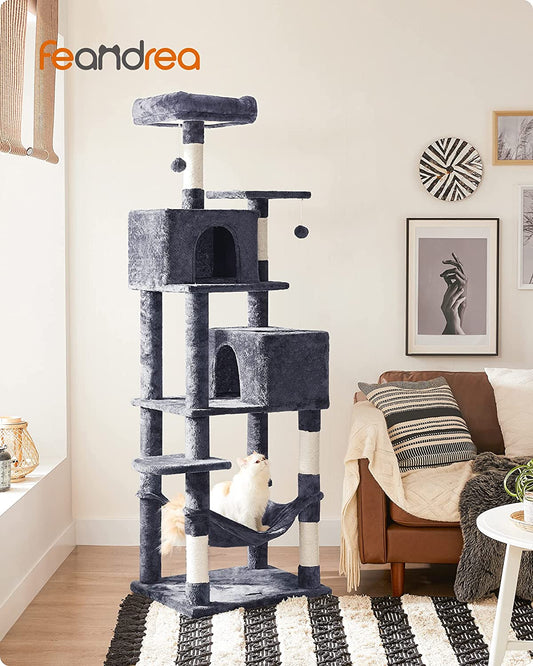 191 cm Tall Cat Tree, Cat Scratching Post with 5 Scratching Posts