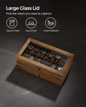 2-Tier Wood Watch Case with Large Glass Lid - Karrari
