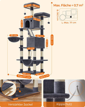 XXL Multi-Level Cat Tree - Scratching Posts & Hammock - Karrari