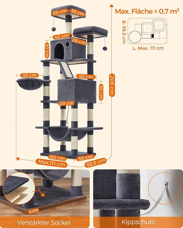 XXL Multi-Level Cat Tree - Scratching Posts & Hammock - Karrari
