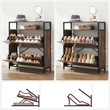 Shoe Cabinet with 2 Compartments Shoe Rack with 2 Compartments Shoe Rack for 10-16 Pairs