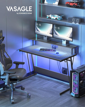 Gaming Desk with Built-in Power Strip & Monitor Stand - Karrari