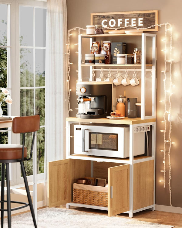 Standing Kitchen Shelf with Sockets, Hooks & Worktop Storage - Karrari