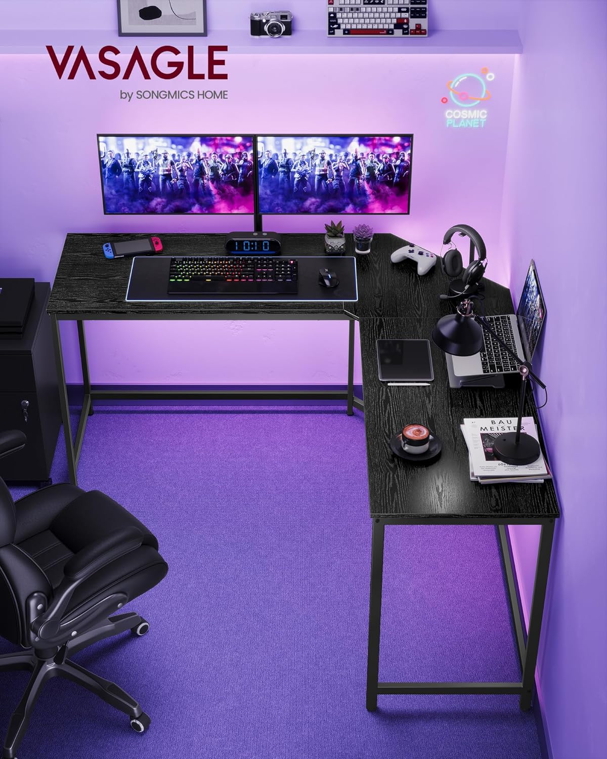 L-Shaped Desk, Gaming Desk, 149 x 149 x 76 cm, Corner Desk