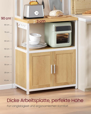 Standing Kitchen Shelf with Sockets, Hooks & Worktop Storage - Karrari