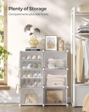 6-Slot Interlocking Shoe Rack Cabinet (White) - Karrari