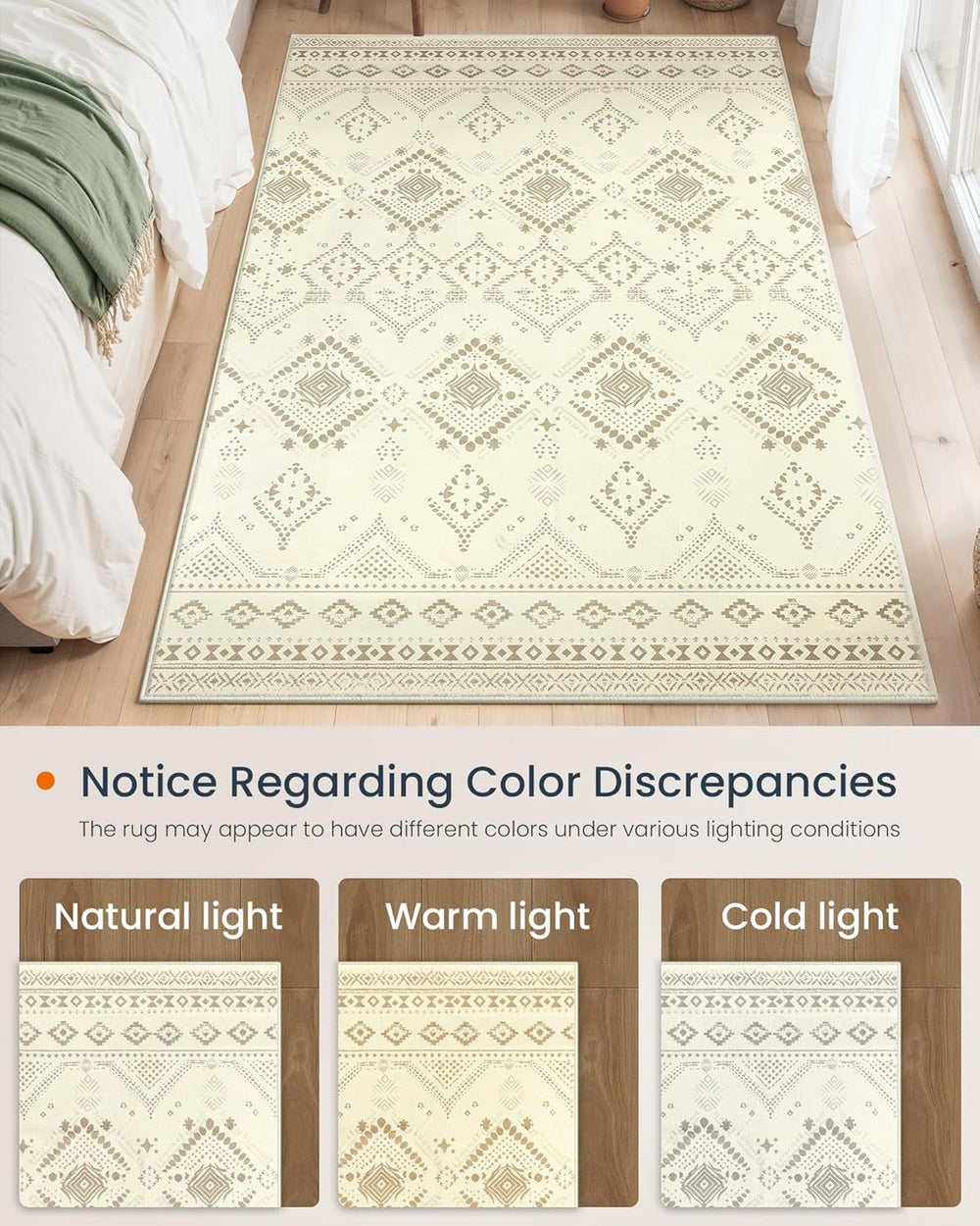 Boho Area Rug Non-Slip (183x122cm)