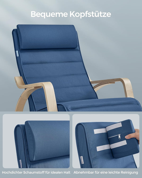 Rocking Chair with Adjustable Footrest - Midnight Blue - Karrari