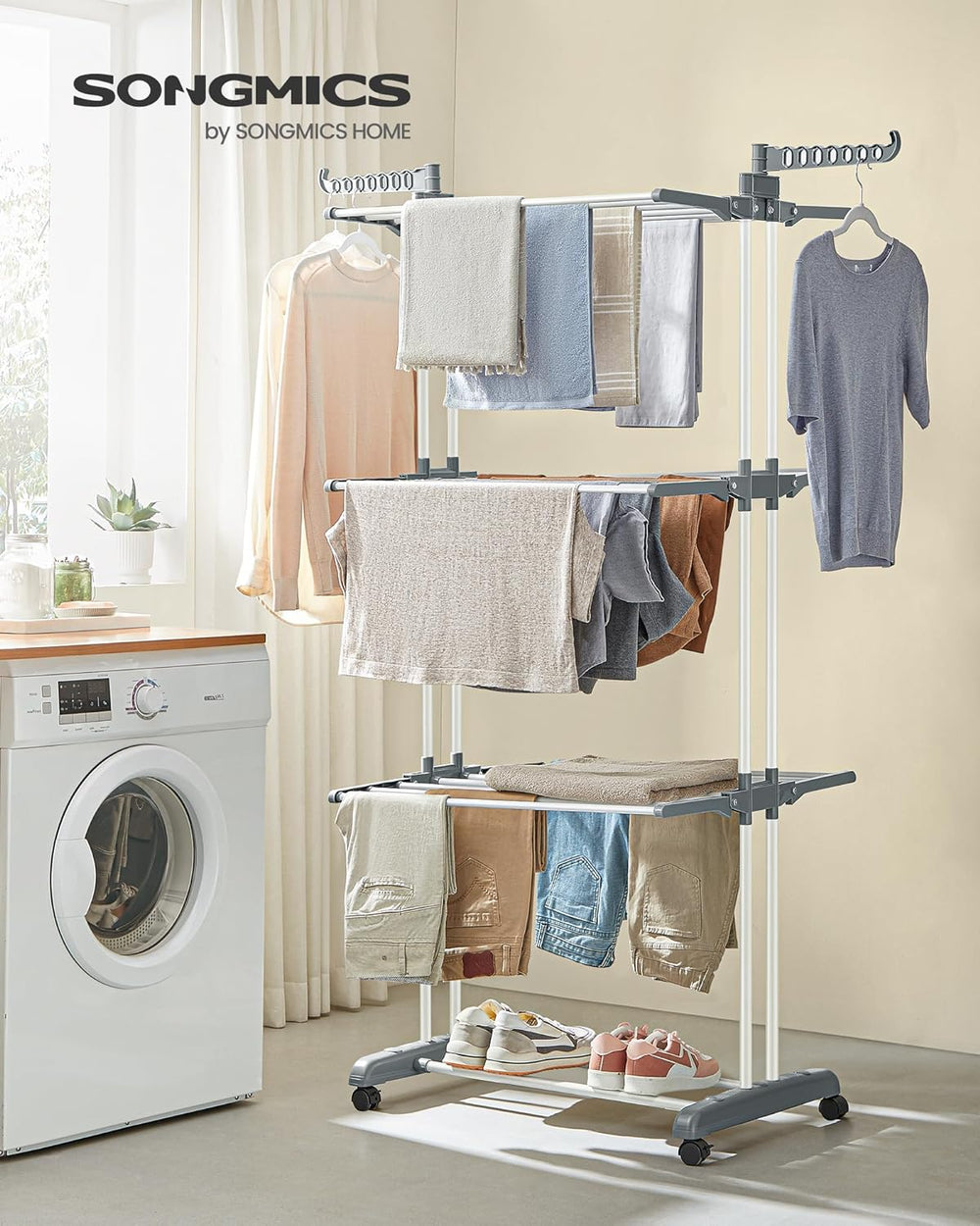 Large 4-Tier Foldable Clothes Airer – Stainless Steel - Karrari