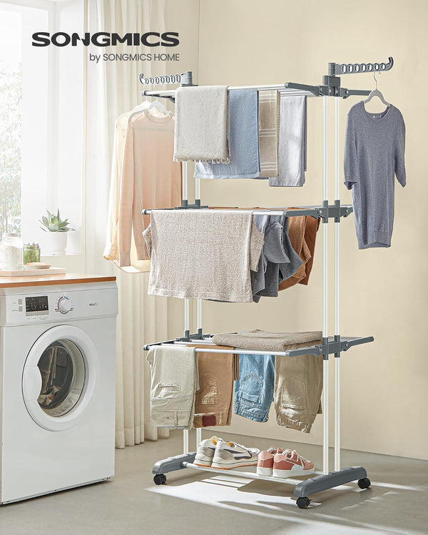 Large 4-Tier Foldable Clothes Airer – Stainless Steel - Karrari