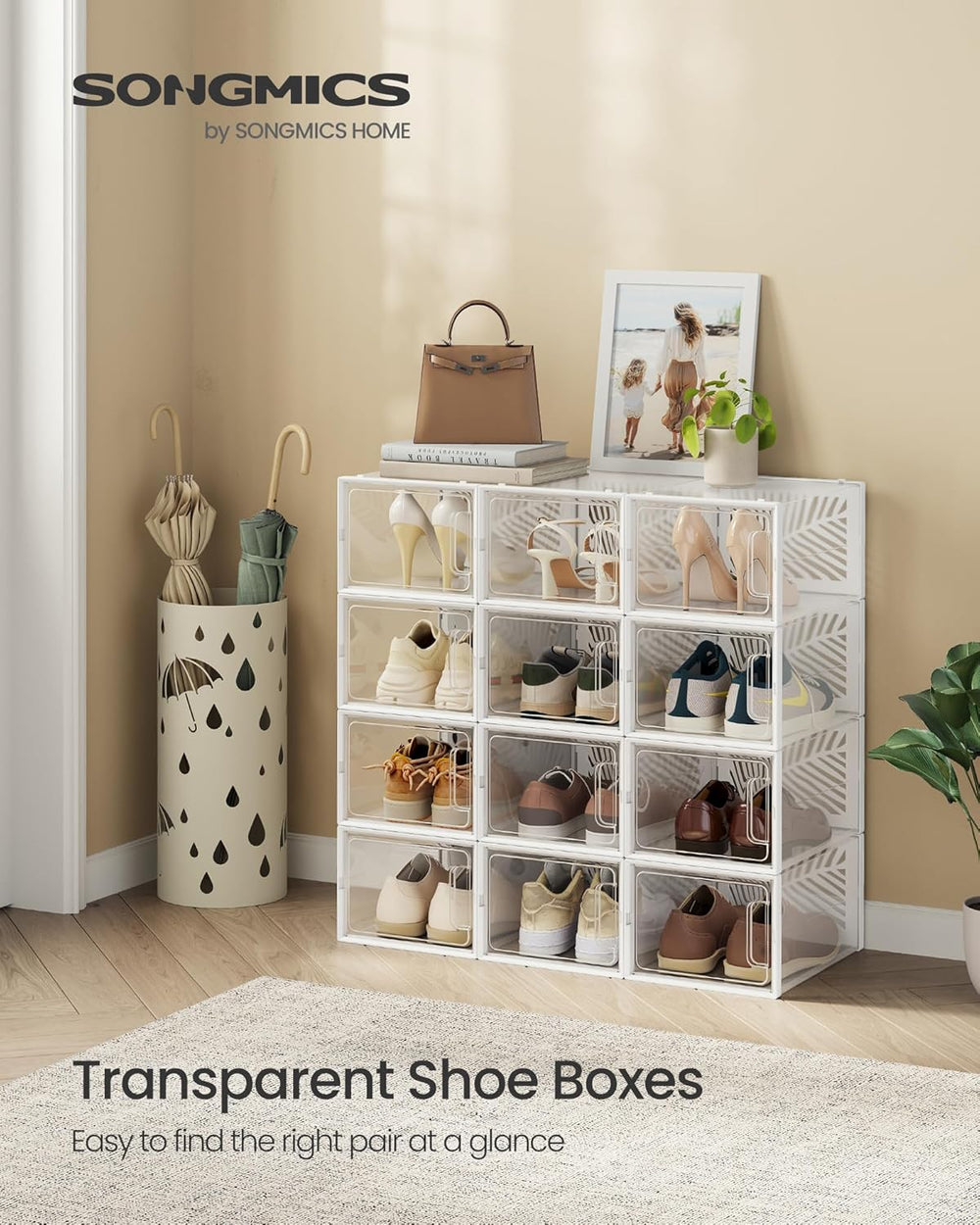 Set of 12 Clear Stackable Shoe Storage Boxes - Karrari