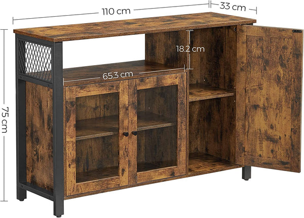 Sideboard Cabinet - Glass Doors & Adjustable Shelves - Karrari