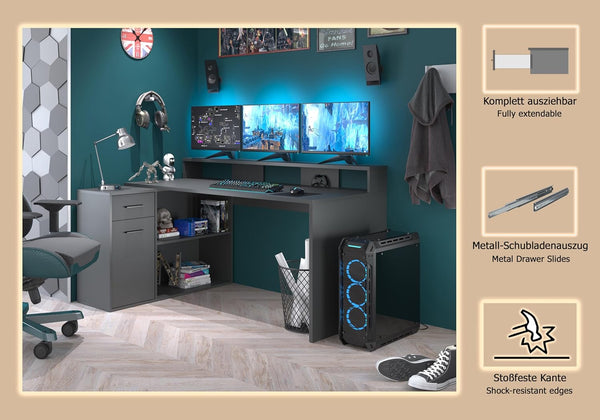 “Gamer” Corner Desk Combination - Karrari