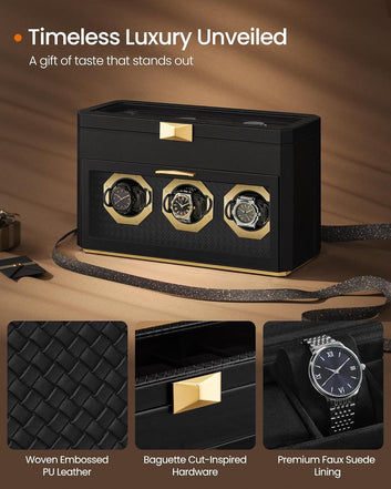 9-Slot Watch Box, Glass Windows, Adjustable Watch Holders