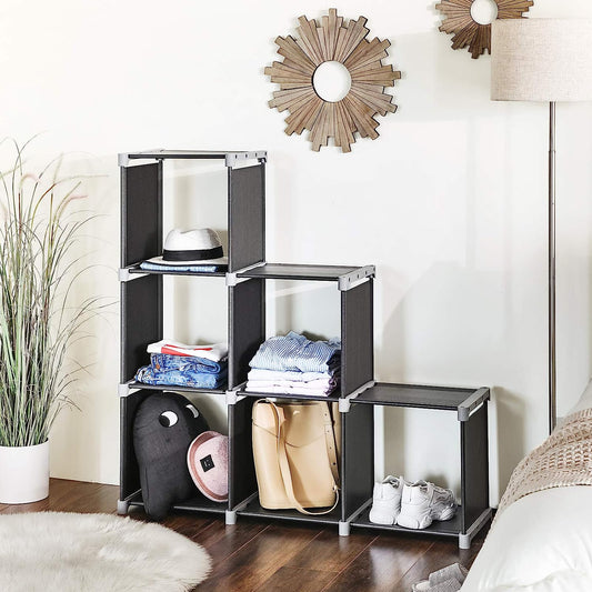6-Cube Bookcase, DIY Cube Storage Rack, Staircase Organiser in Living Room