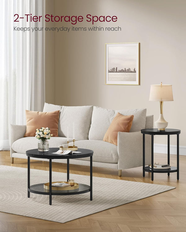 Coffee Table with Glass Top & Storage - Karrari