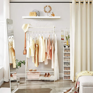 Vintage Coat Rack - 2 Metal Shelves, Cream White - Karrari