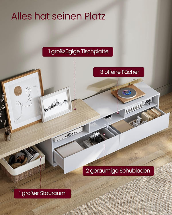Modern Adjustable TV Unit with LED & Power Strip