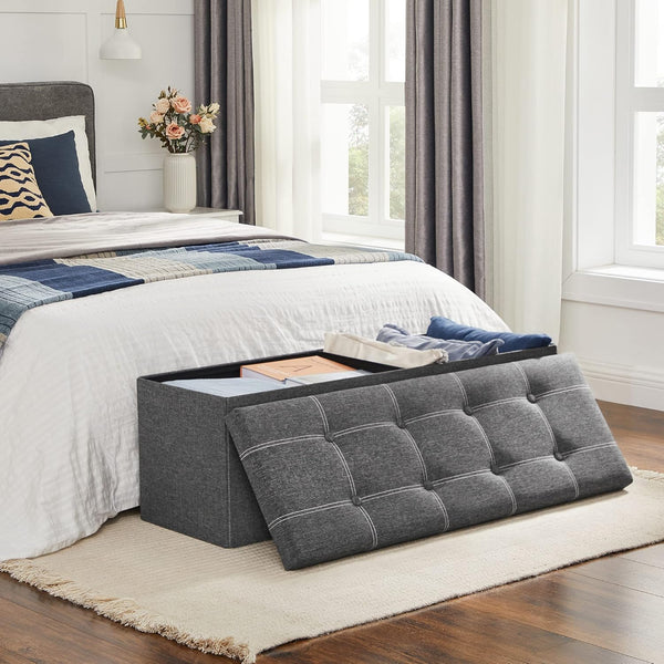Storage Bench with Seat – Foldable Chest, Dark Grey