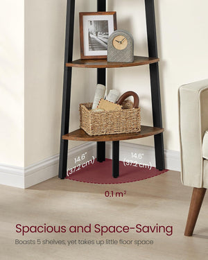 5-Tier Corner Bookcase – Industrial Steel Frame - Karrari
