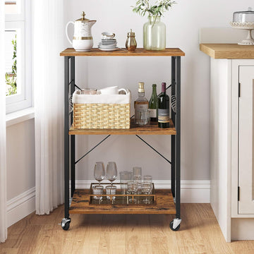 Kitchen Shelf on Wheels, Serving Trolley with 3 Shelves
