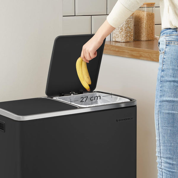Double Kitchen Pedal Bin 2×30L (Waste & Recycling) - Karrari