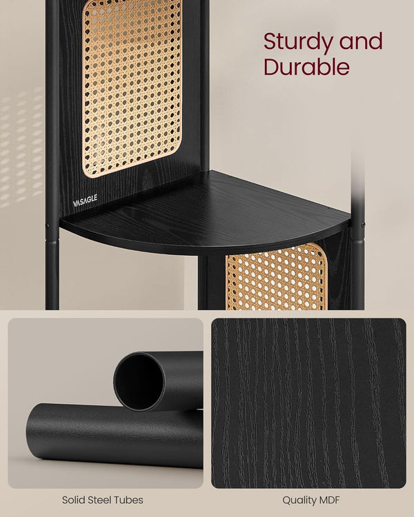 5-Tier Corner Shelf with Rattan Sides - Karrari