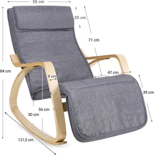Rocking Chair with Wooden Armrests - Grey and Woody - Karrari
