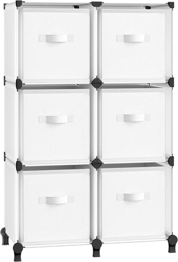 Cube Storage Unit with Storage Boxes, 6-Cube Clothes Storage Unit, 6 Non-Woven Fabric Cubes for Shelves