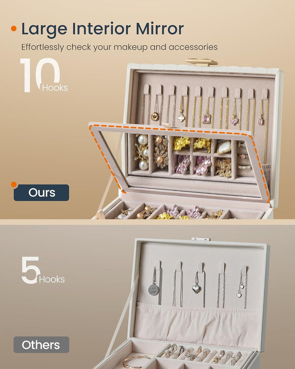 Jewellery Box with Drawer, Mirror & PU Finish