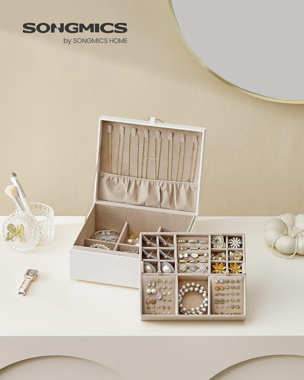 2-Layer Jewellery Box with Handle & Removable Tray - Karrari