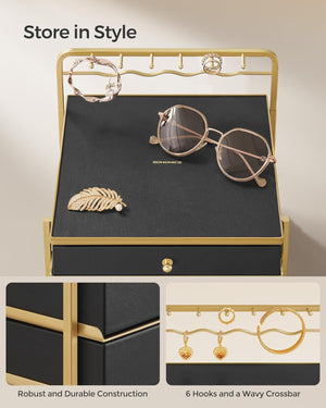 3-Tier Jewellery Organizer - Drawers & Hanging Rack
