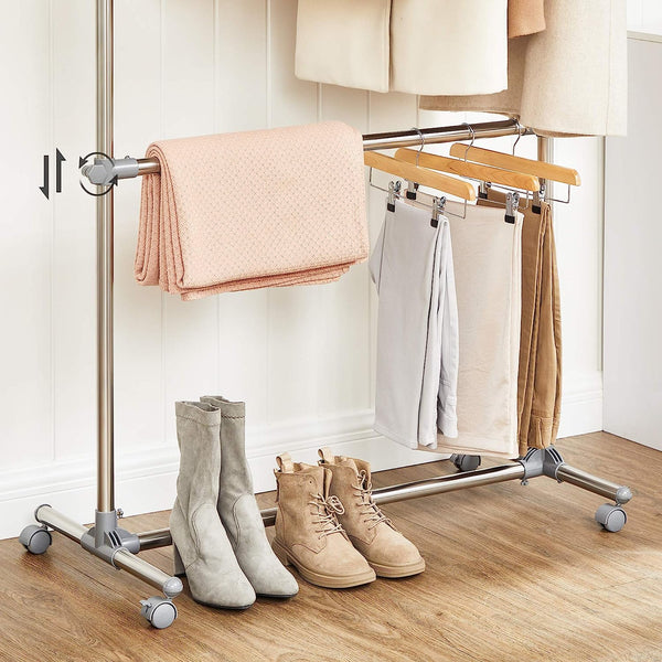 Adjustable Double Clothes Rail on Wheels - Karrari