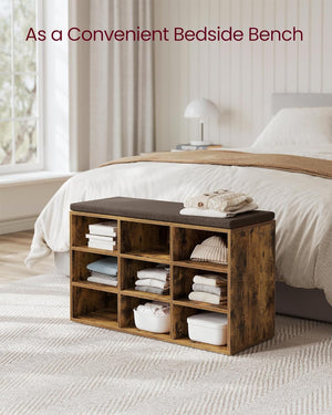 Shoe Storage Bench with Cushion – 9 Compartments - Karrari