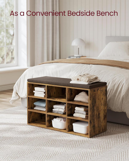 Shoe Storage Bench with Cushion – 9 Compartments - Karrari